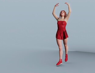 Obraz na płótnie Canvas Lady ice skating. 3D rendering