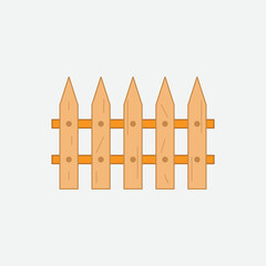 garden wood fence border of gardening grass vector illustration
