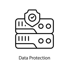 Data Protection vector Outline Icon Design illustration on White background. EPS 10 File 