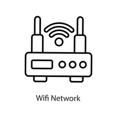 Fototapeta premium Wifi Network vector Outline Icon Design illustration on White background. EPS 10 File 
