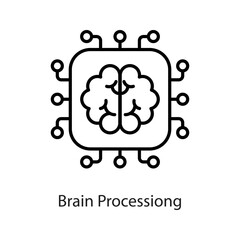 Brain processing vector Outline Icon Design illustration on White background. EPS 10 File 