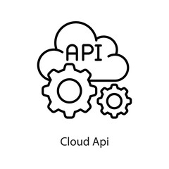 Cloud Api vector Outline Icon Design illustration on White background. EPS 10 File 