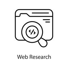 Web Research vector Outline Icon Design illustration on White background. EPS 10 File 