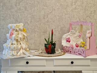 Baskets made for a newborn baby girl