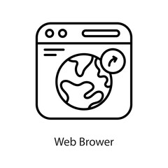 Web Brower vector Outline Icon Design illustration on White background. EPS 10 File 
