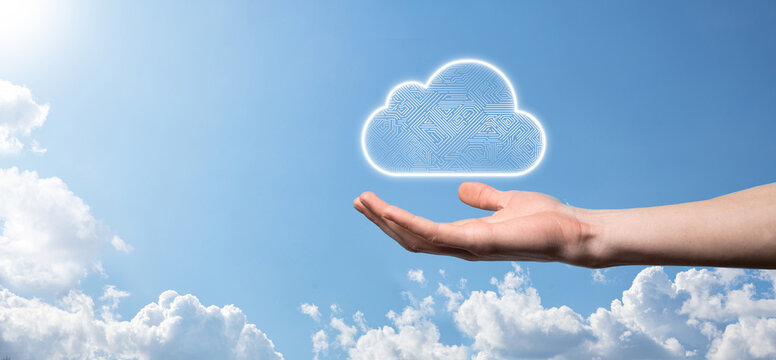 Cloud computing concept,cloud for transfer data.Cloud computing, big data center, future infrastructure, digital ai concept. Virtual hosting symbol,icon. upload download.Virtual hosting symbol