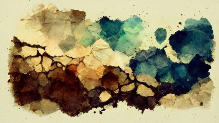 Abstract watercolor and ink texture with earth colors