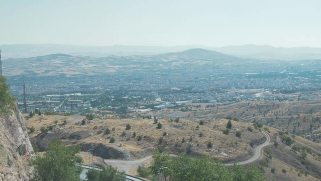Panoramic view from Harput overlooking Elazig from viewing terrace