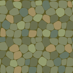 decorative seamless pattern - grayish greenish vector ornament with colored stones