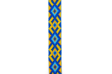 Chokers made of braided beads of blue-yellow color with Ukrainian folk patterns.