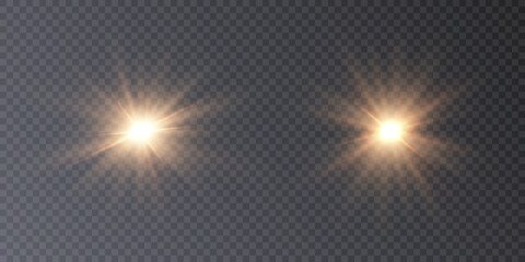 Light gold star. Light sunlight. light effect png. Vector	
