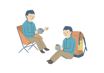 キャンプを楽しむ男性