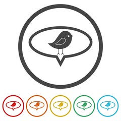Fototapeta premium Bird inside speech bubble icon. Set icons in color circle buttons