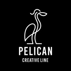 Pelican Line Art Luxury Dark Background Logo Template