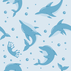 Dolphin seamless pattern background vector illustration