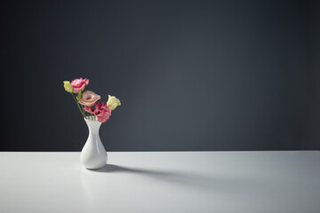 bouquet of eustoma on dark background