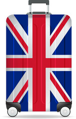 Fototapeta na wymiar Travel luggage bag with United Kingdom flag.