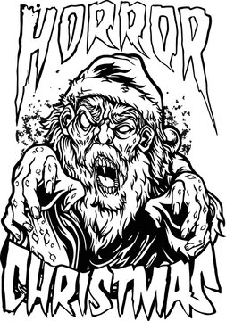 Santa claus christmas zombie horror silhouette