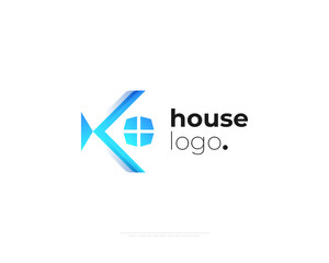 Abstract Letter K Logo with House Concept. Letter K with Window Logo for Real Estate, Architecture or Construction Industry Logo