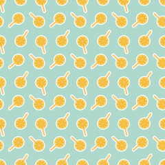 Lemon fruit ice round ice cream stick seamless pattern background