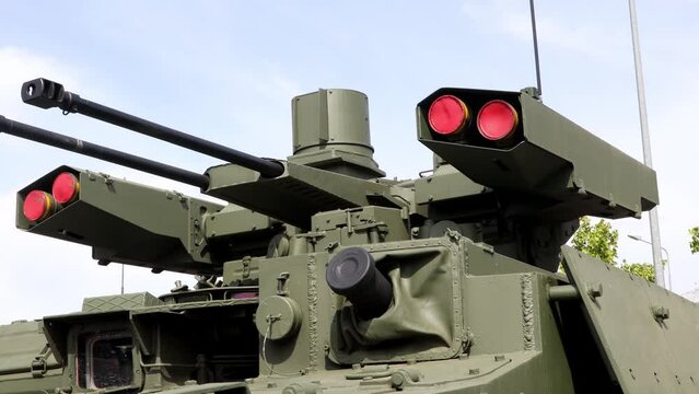 tower of an infantry fighting vehicle with weapons