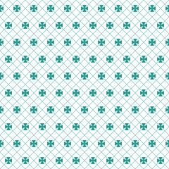 Simple geometric background with cross from triangle, colored green emerald seamless pattern vector illustration
