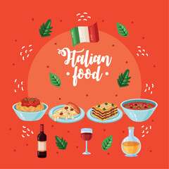 italian food lettering postcard