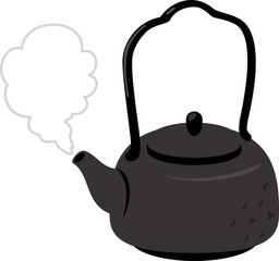 湯気が出ている鉄瓶