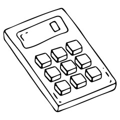 Vector calculator icon. A hand-drawn doodle. Back to School education.