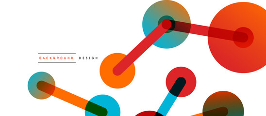 Line points connections geometric abstract background. Circles connected by lines. Trendy techno business template for wallpaper, banner, background or landing