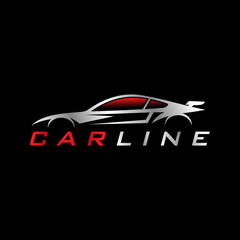Auto style car logo design with concept sports vehicle icon silhouette template