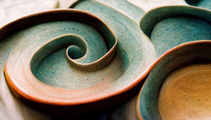 Abstract flowing ceramic curls and swirls, layered waves and clay colored lines - delightfully odd, unusually pretty background graphics resource.