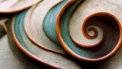 Abstract flowing ceramic curls and swirls, layered waves and clay colored lines - delightfully odd, unusually pretty background graphics resource.