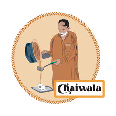 Chaiwala meaning tea seller poster, background, banner, chai or tea poster, vector illustration.
