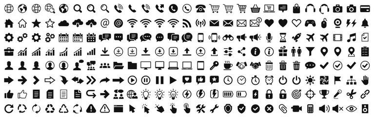 Web icons. Icons web, shopping, technology, message, document, chatting, mail, device, avatar, calendar collection. Vector illustration