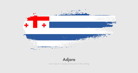 Brush painted grunge flag of Adjara. Abstract dry brush flag on isolated background