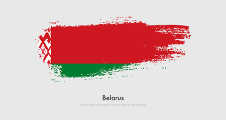 Brush painted grunge flag of Belarus. Abstract dry brush flag on isolated background