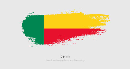 Brush painted grunge flag of Benin. Abstract dry brush flag on isolated background