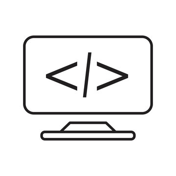 Coding desktop screen icon design. Web development icon. isolated on white background. vector illustration