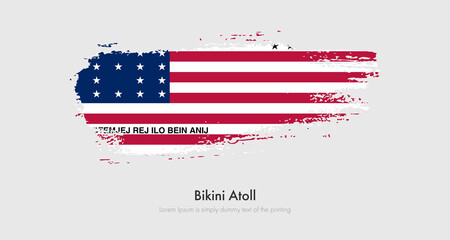 Brush painted grunge flag of Bikini Atoll. Abstract dry brush flag on isolated background