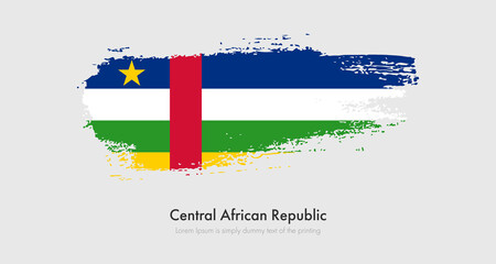 Brush painted grunge flag of Central African Republic. Abstract dry brush flag on isolated background