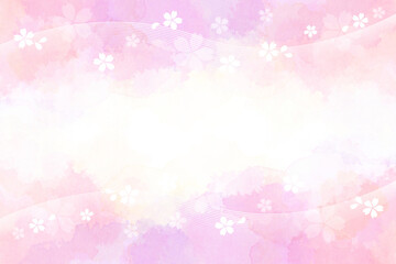 Fototapeta na wymiar 桜と花びら（カラフルなパステルカラーの背景）