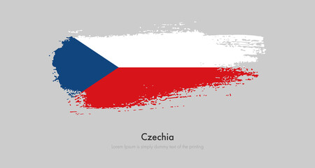 Brush painted grunge flag of Czechia. Abstract dry brush flag on isolated background