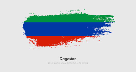 Brush painted grunge flag of Dagestan. Abstract dry brush flag on isolated background