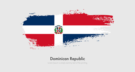 Brush painted grunge flag of Dominican Republic. Abstract dry brush flag on isolated background