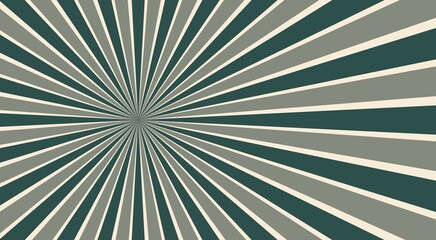 Fototapeta premium Sunlight retro horizontal background. Grey and dark green burst background, retro background with rays, Sun beam ray pattern background Old paper starburst. Circus poster or placard