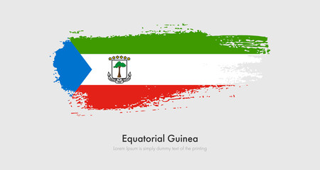 Brush painted grunge flag of Equatorial Guinea. Abstract dry brush flag on isolated background