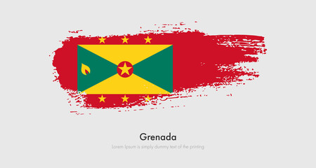Obraz premium Brush painted grunge flag of Grenada. Abstract dry brush flag on isolated background