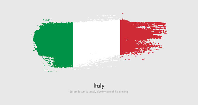 Brush painted grunge flag of Italy. Abstract dry brush flag on isolated background