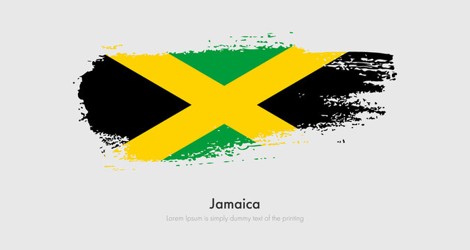 Brush painted grunge flag of Jamaica. Abstract dry brush flag on isolated background